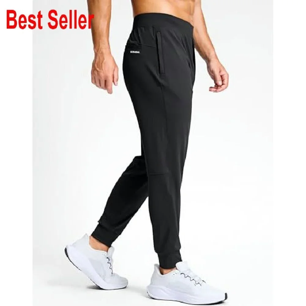 Men's Golf Joggers Slim Fit Stretch Track Pants Zipper Pockets Classic